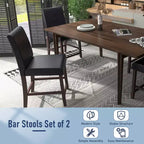 Costway Lot de 2/4 tabourets de bar Hauteur comptoir 63,5 cm Chaise de pub avec pieds en bois d'hévéa