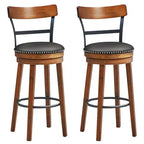 Costway Set of 2/4 BarStool 30.5'' Swivel Pub Height Dining Chair with Rubber Wood Legs