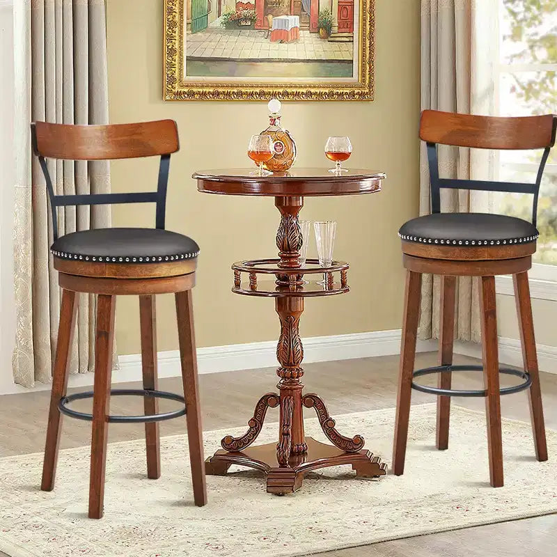 Costway Lot de 2/4 tabourets de bar 77,5 cm pivotants de hauteur pub avec pieds en bois d'hévéa