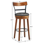 Costway Lot de 2/4 tabourets de bar 77,5 cm pivotants de hauteur pub avec pieds en bois d'hévéa