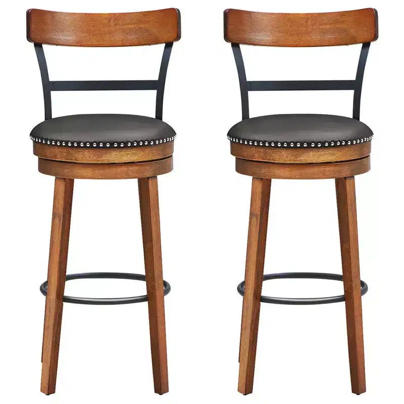 Costway Lot de 2/4 tabourets de bar 77,5 cm pivotants de hauteur pub avec pieds en bois d'hévéa