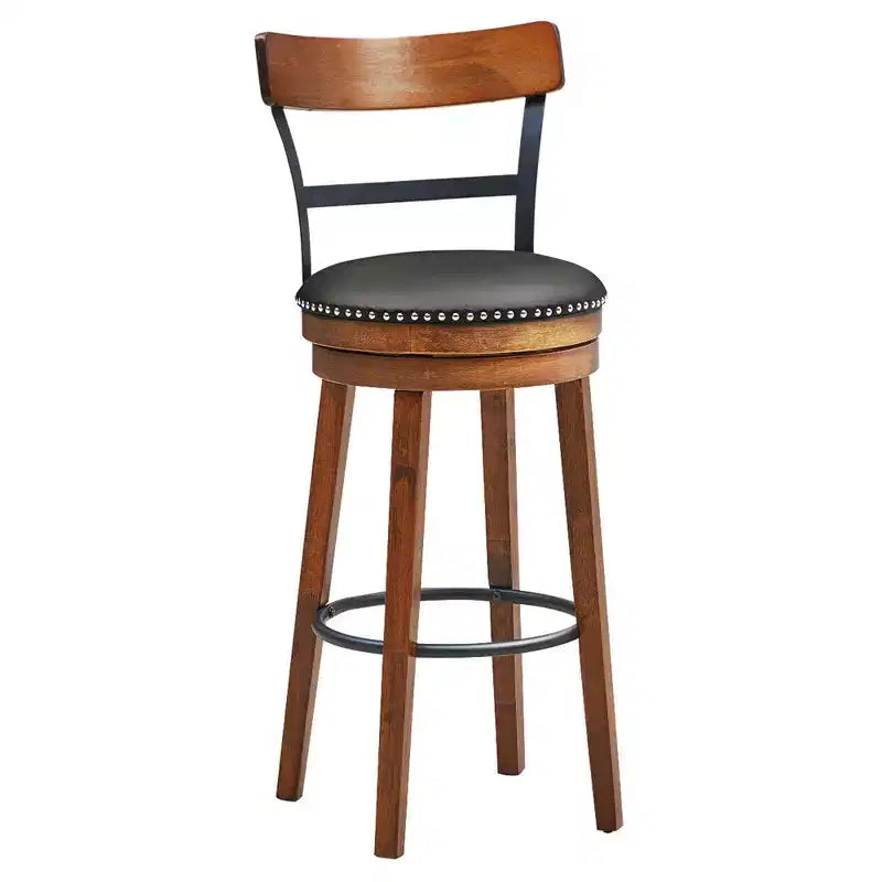 Costway Lot de 2/4 tabourets de bar 77,5 cm pivotants de hauteur pub avec pieds en bois d'hévéa