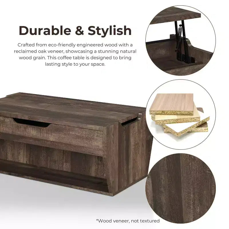 24/7 Magasin À Domicile Table Basse Relevable Hadrien
