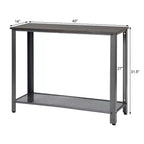Console Sofa Table Costway avec étagère de rangement, cadre en métal, table d'entrée effet bois, noir argenté