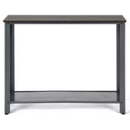 Console Sofa Table Costway avec étagère de rangement, cadre en métal, table d'entrée effet bois, noir argenté