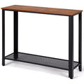 Costway Console Sofa Table W/ Storage Shelf Metal Frame Wood Look Entryway Table SilverBlack