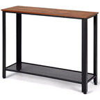 Costway Console Sofa Table W/ Storage Shelf Metal Frame Wood Look Entryway Table SilverBlack