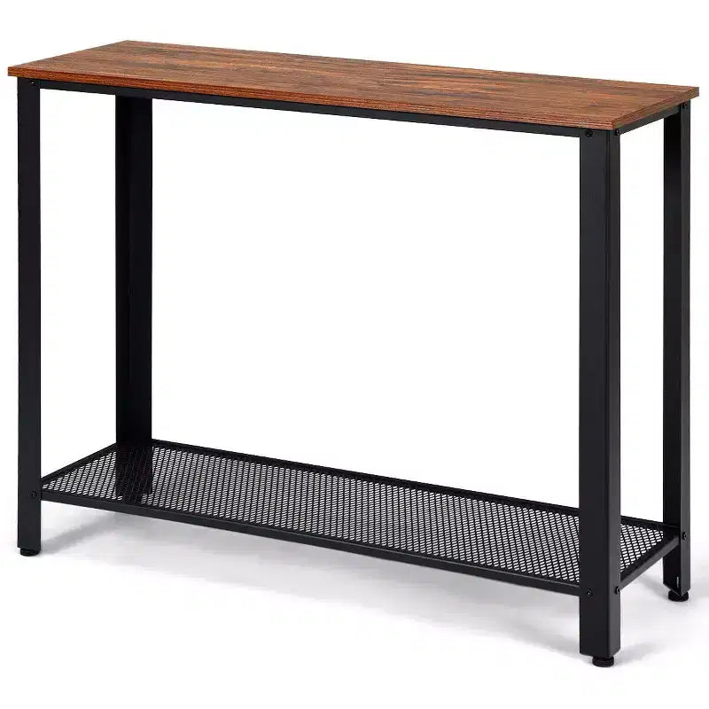 Costway Console Sofa Table W/ Storage Shelf Metal Frame Wood Look Entryway Table SilverBlack