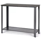 Console Sofa Table Costway avec étagère de rangement, cadre en métal, table d'entrée effet bois, noir argenté