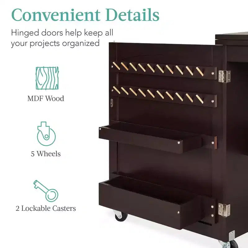 Table et bureau pour machine à coudre Best Choice Products avec rangement et tiroirs pour loisirs créatifs