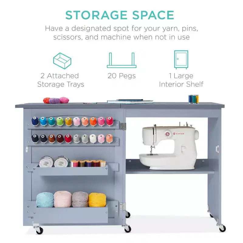 Table et bureau pour machine à coudre Best Choice Products avec rangement et tiroirs pour loisirs créatifs