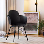 Costway Lot de 4 chaises de salle à manger modernes en plastique avec accoudoirs et pieds en métal Blanc