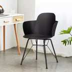 Costway Lot de 4 chaises de salle à manger modernes en plastique avec accoudoirs et pieds en métal Blanc