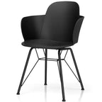 Costway Lot de 4 chaises de salle à manger modernes en plastique avec accoudoirs et pieds en métal Blanc
