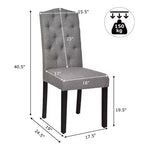Costway Lot de 2 Chaises de Salle à Manger Rembourrées avec Rivets et Pieds en Bois de Caoutchouc
