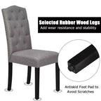 Costway Lot de 2 Chaises de Salle à Manger Rembourrées avec Rivets et Pieds en Bois de Caoutchouc