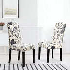 Costway Lot de 2 Chaises de Salle à Manger Rembourrées avec Rivets et Pieds en Bois de Caoutchouc