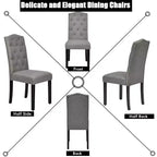 Costway Lot de 2 Chaises de Salle à Manger Rembourrées avec Rivets et Pieds en Bois de Caoutchouc