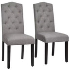 Costway Lot de 2 Chaises de Salle à Manger Rembourrées avec Rivets et Pieds en Bois de Caoutchouc