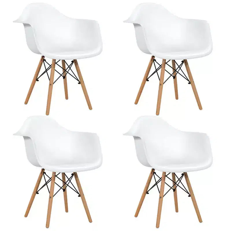 Costway 4PCS Molded Dining Arm Chair Side Chair Home Kitchen w/ Wooden Legs