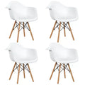 Costway 4PCS Molded Dining Arm Chair Side Chair Home Kitchen w/ Wooden Legs