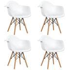 Costway 4PCS Molded Dining Arm Chair Side Chair Home Kitchen w/ Wooden Legs