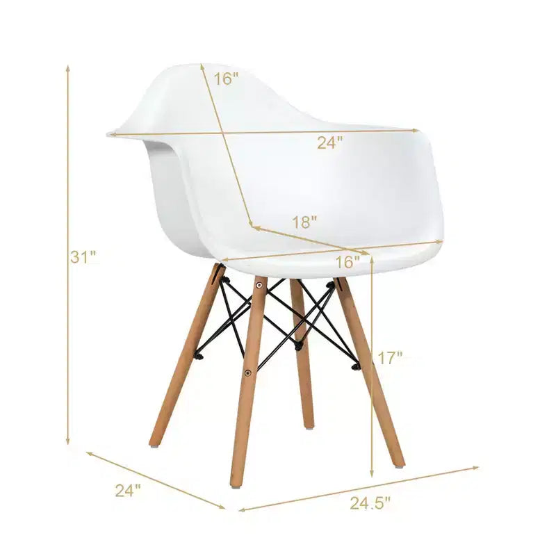 Costway Lot de 4 Chaises de Salle à Manger avec Accoudoirs, Coque Moulée, Cuisine, Maison, Pieds en Bois