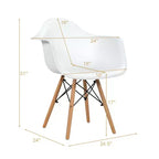 Costway Lot de 4 Chaises de Salle à Manger avec Accoudoirs, Coque Moulée, Cuisine, Maison, Pieds en Bois