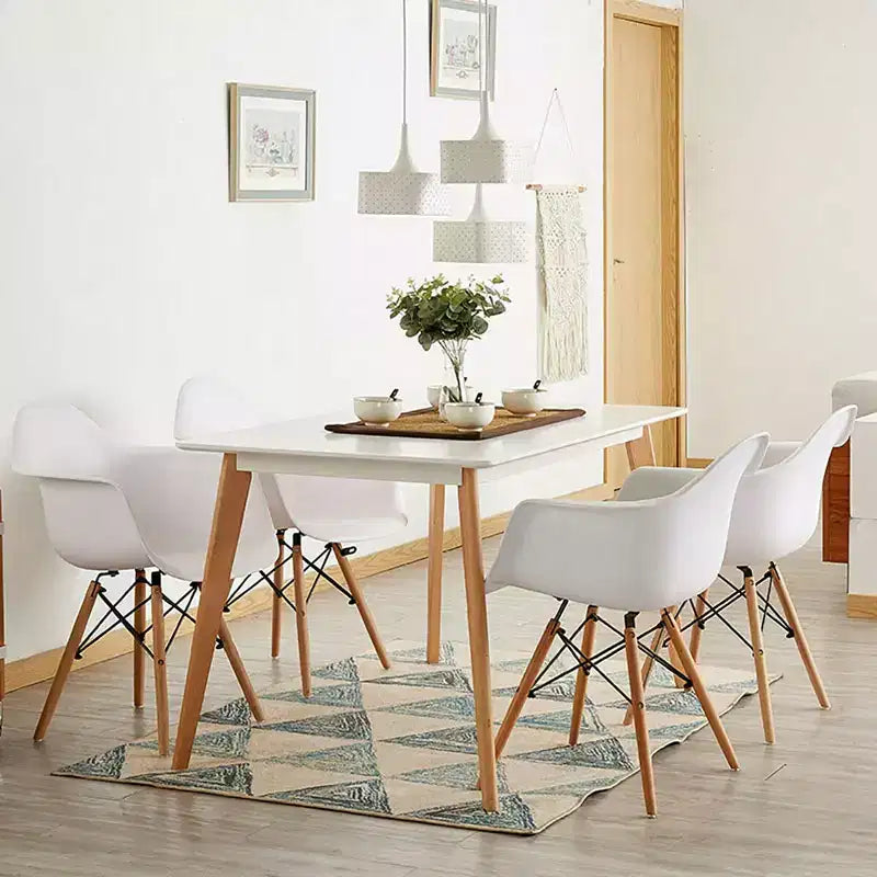Costway Lot de 4 Chaises de Salle à Manger avec Accoudoirs, Coque Moulée, Cuisine, Maison, Pieds en Bois