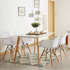 Costway Lot de 4 Chaises de Salle à Manger avec Accoudoirs, Coque Moulée, Cuisine, Maison, Pieds en Bois