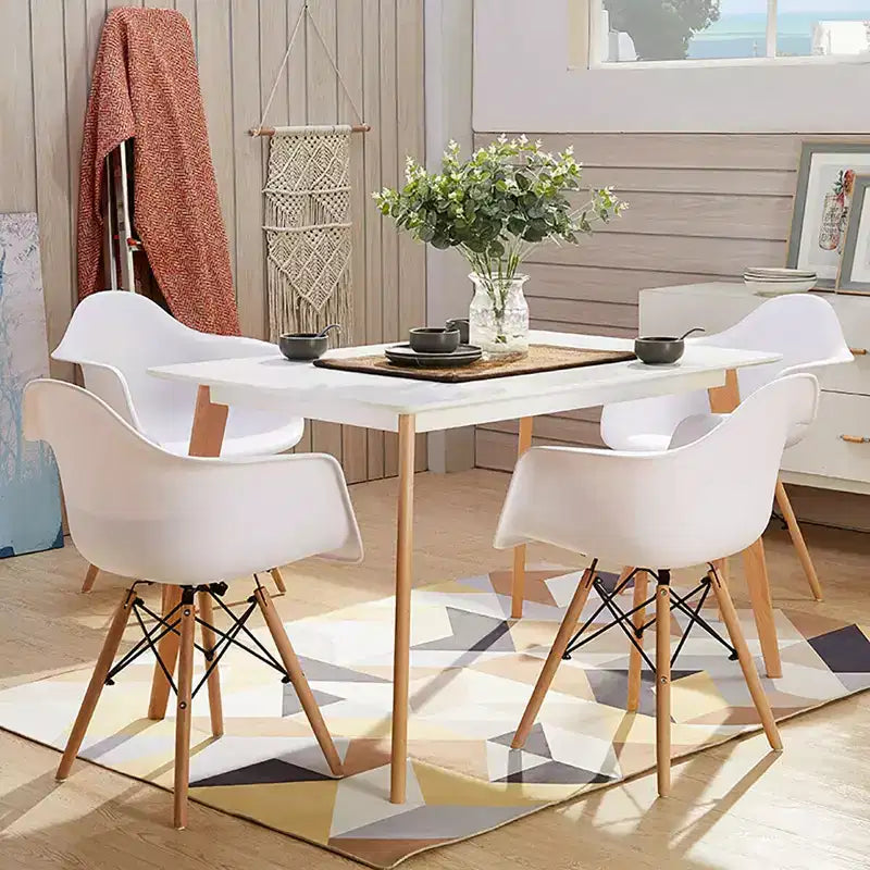 Costway Lot de 4 Chaises de Salle à Manger avec Accoudoirs, Coque Moulée, Cuisine, Maison, Pieds en Bois