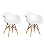 Costway Lot de 4 Chaises de Salle à Manger avec Accoudoirs, Coque Moulée, Cuisine, Maison, Pieds en Bois
