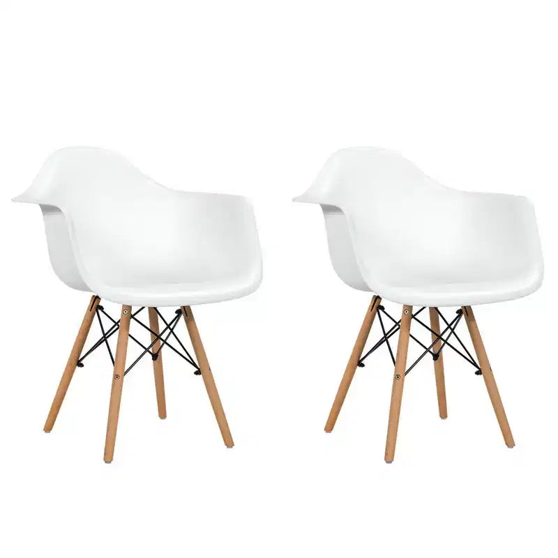 Costway Lot de 4 Chaises de Salle à Manger avec Accoudoirs, Coque Moulée, Cuisine, Maison, Pieds en Bois