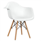 Costway Lot de 4 Chaises de Salle à Manger avec Accoudoirs, Coque Moulée, Cuisine, Maison, Pieds en Bois