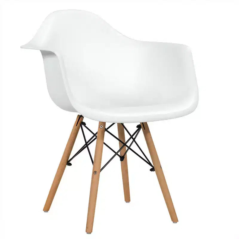Costway Lot de 4 Chaises de Salle à Manger avec Accoudoirs, Coque Moulée, Cuisine, Maison, Pieds en Bois