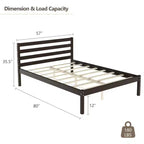 Cadre de lit en bois complet Costway avec tête de lit et sommier à lattes, support de matelas