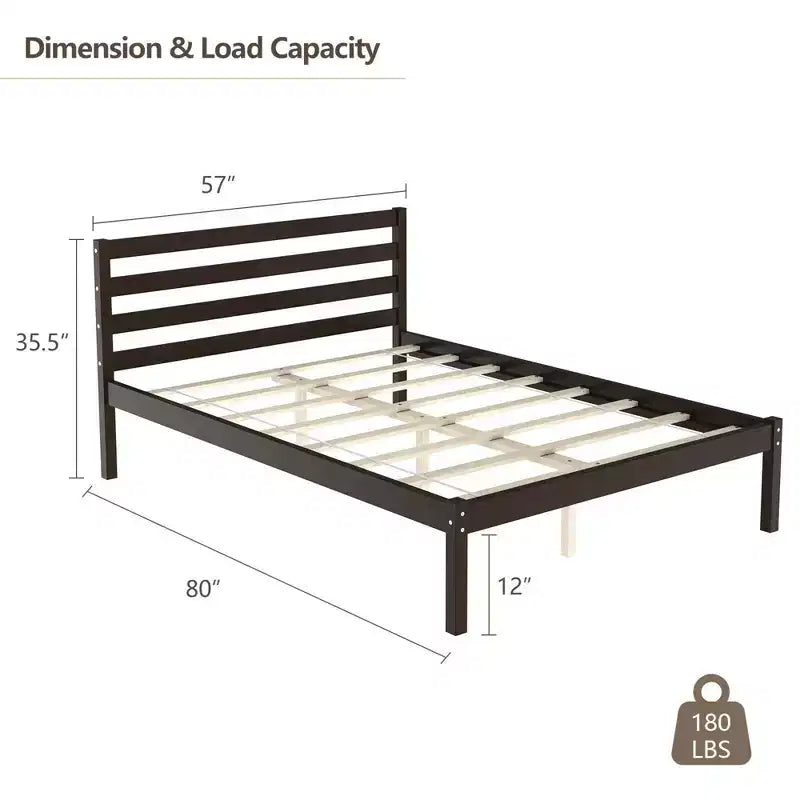 Cadre de lit en bois complet Costway avec tête de lit et sommier à lattes, support de matelas