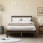 Cadre de lit en bois complet Costway avec tête de lit et sommier à lattes, support de matelas