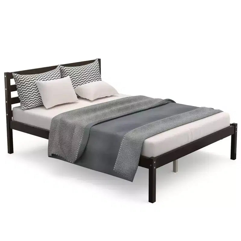 Cadre de lit en bois complet Costway avec tête de lit et sommier à lattes, support de matelas