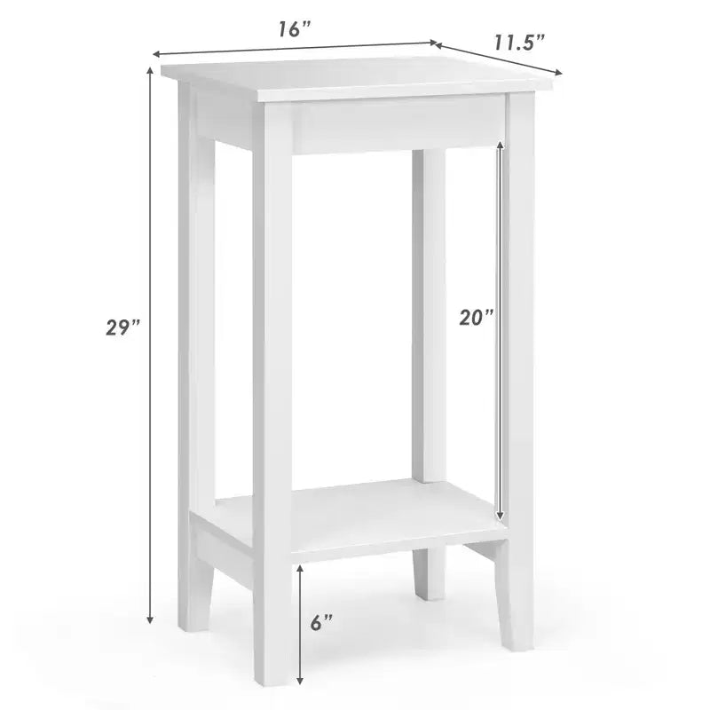 Costway Table de Chevet à 2 Niveaux Table d'Appoint Table Basse Pieds en Bois Chambre à Coucher