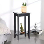 Costway Table de Chevet à 2 Niveaux Table d'Appoint Table Basse Pieds en Bois Chambre à Coucher