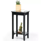 Costway 2-Tier Nightstand End Side Table Coffee Table Wooden Legs Bedroom
