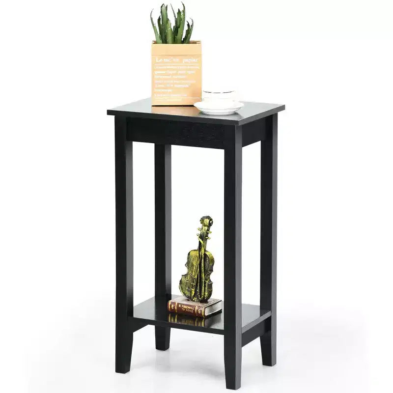 Costway 2-Tier Nightstand End Side Table Coffee Table Wooden Legs Bedroom