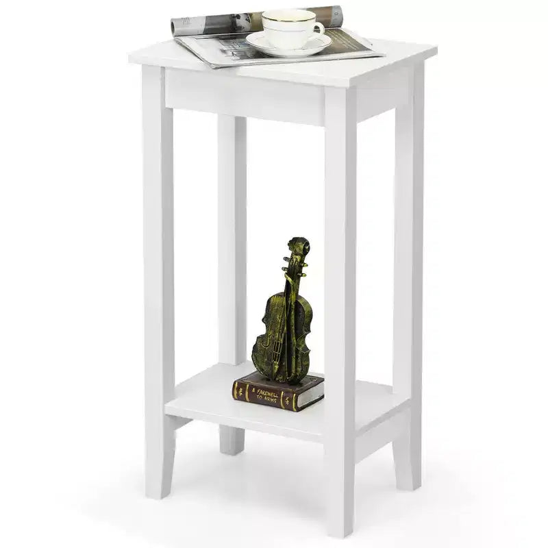 Costway Table de Chevet à 2 Niveaux Table d'Appoint Table Basse Pieds en Bois Chambre à Coucher
