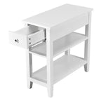 Costway Table de Chevet à 3 Niveaux Table d'appoint de Canapé avec Deux Étagères et Tiroir