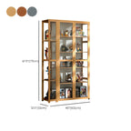 Vitrine de présentation ouverte en bambou et verre, 7 étagères, couleur beige