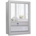 Costway Mirrored Medicine Cabinet Wall-Mounted Bathroom Storage Organizer W/Shelf Grey