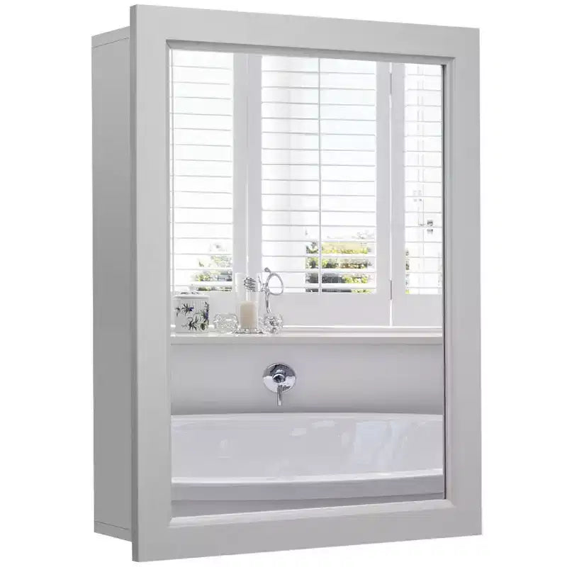 Costway Mirrored Medicine Cabinet Wall-Mounted Bathroom Storage Organizer W/Shelf Grey