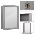 Armoire de toilette murale Costway avec miroir et étagère, organisateur de rangement de salle de bain, gris