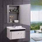 Armoire de toilette murale Costway avec miroir et étagère, organisateur de rangement de salle de bain, gris